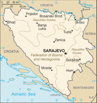 Map of Bosnia & Herzegovina